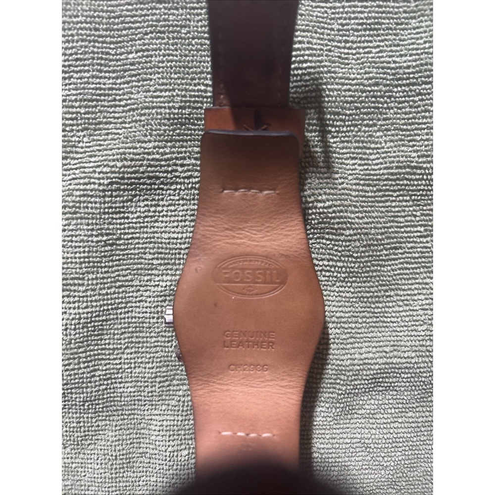 Fossil Coachman Chrono Watch White Black CH2986 Leather New Battery  EUC  /w Tin - Picture 7 of 16